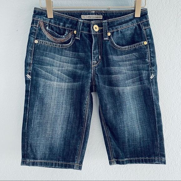 Anoname Bermuda Jean Shorts Dark Denim 25 - Picture 5 of 13